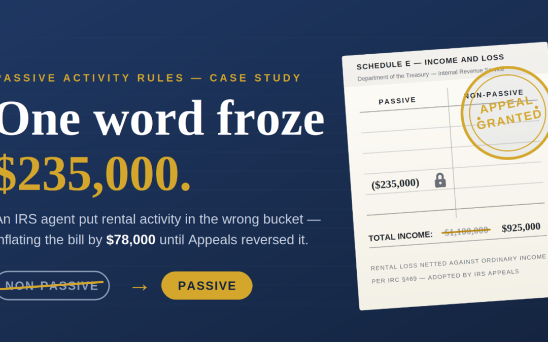 Passive vs. Non-Passive Income: The IRS Audit Error That Can Freeze Six Figures in Losses